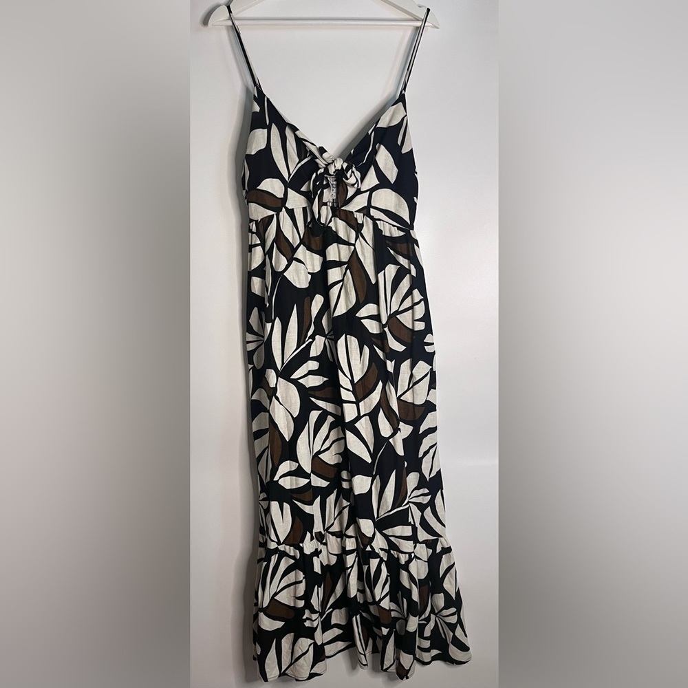 Tabitha Brown for Target Botanical Print Sleeveless Tie-Front Midi Dress-Medium